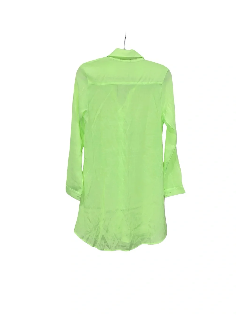 Cia Maritima Neon‎ Green Sheer Button Down Swim Cover Up Shirt Dress Size S
